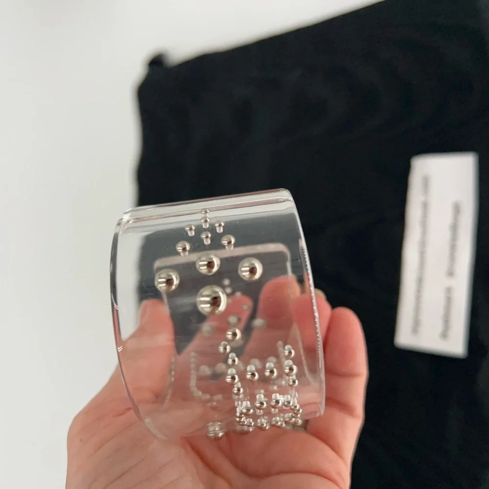 Dior Silver Studded Clear Cuff Bracelet w/COA! Gorgeous! Excellent Condition! - Picture 6 of 10